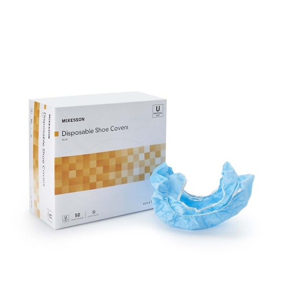 Mckesson Shoe Cover, One Size Fits Most, High, Non-Skid Sole, Blue, Non-Sterile, 50 Pairs 16-3510 - main